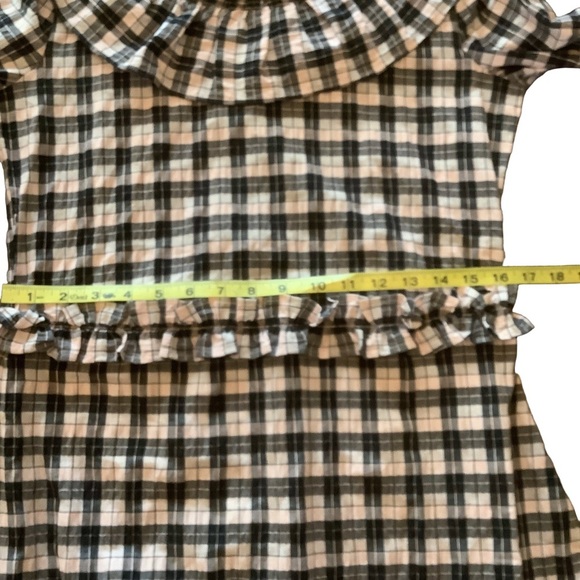 GANNI Channa Ruffled Plaid High-Neck Mini Dress | Size 6-8 - Picture 7 of 10